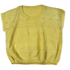 Handmade Yellow Knit Sweater Cottagecore Grandmacore Bobble‎ Knit Vintage M